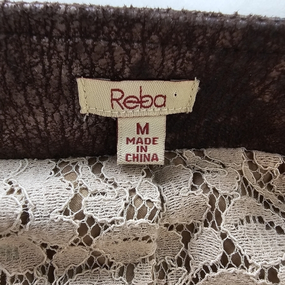 NWT Reba Bronze Faux Suede Zip Jacket Lace Lined Western Moto Style Size M - Picture 5 of 11